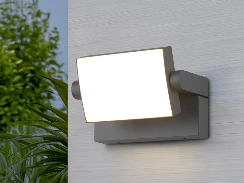 LED Außenwandleuchte KANSAS aus Aluminium in Anthrazit, Breite 20cm
