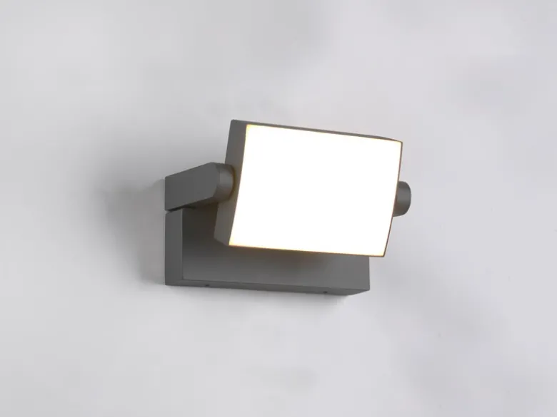 LED Außenwandleuchte KANSAS aus Aluminium in Anthrazit, Breite 20cm