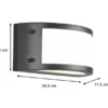 LED Außenwandleuchte KENDAL halbrund in Anthrazit, Breite 24,8 cm