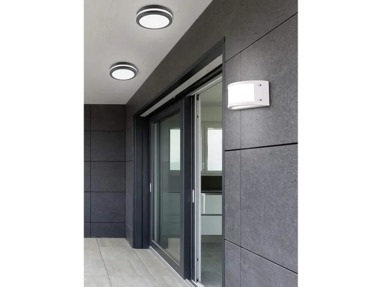 LED Außenwandleuchte KENDAL halbrund in Anthrazit, Breite 24,8 cm