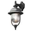 LED Außenwandleuchte Landhausstil Laterne hängend, Schwarz-Silber, Höhe 49cm