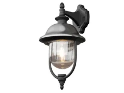 LED Außenwandleuchte Landhausstil Laterne hängend, Schwarz-Silber, Höhe 49cm