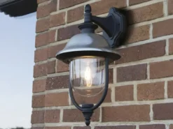 LED Außenwandleuchte Landhausstil Laterne hängend, Schwarz-Silber, Höhe 49cm