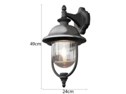 LED Außenwandleuchte Landhausstil Laterne hängend, Schwarz-Silber, Höhe 49cm
