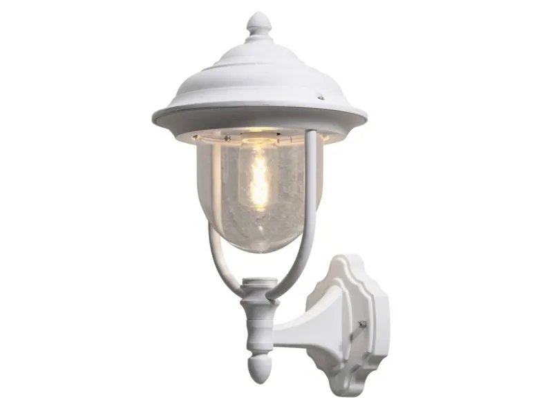 LED Außenwandleuchte Landhausstil Laterne stehend, Weiß, Höhe 43cm