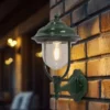 LED Außenwandleuchte Landhausstil Laterne stehend, Grün, Höhe 43cm