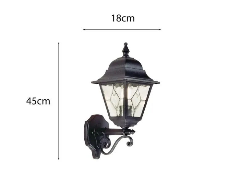 LED Außenwandleuchte Landhausstil Laterne stehend mit Bleiglas, Höhe 45cm