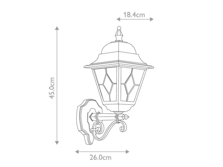 LED Außenwandleuchte Landhausstil Laterne stehend mit Bleiglas, Höhe 45cm