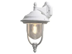 LED Außenwandleuchte Landhausstil Laterne hängend, Weiß, Höhe 46cm