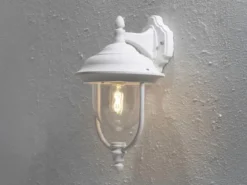 LED Außenwandleuchte Landhausstil Laterne hängend, Weiß, Höhe 46cm