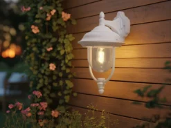 LED Außenwandleuchte Landhausstil Laterne hängend, Weiß, Höhe 46cm