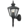 LED Außenwandleuchte Landhausstil, Aluminium Schwarz, Höhe 43cm