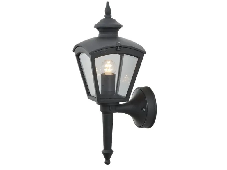 LED Außenwandleuchte Landhausstil, Aluminium Schwarz, Höhe 43cm