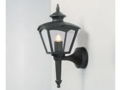 LED Außenwandleuchte Landhausstil, Aluminium Schwarz, Höhe 43cm