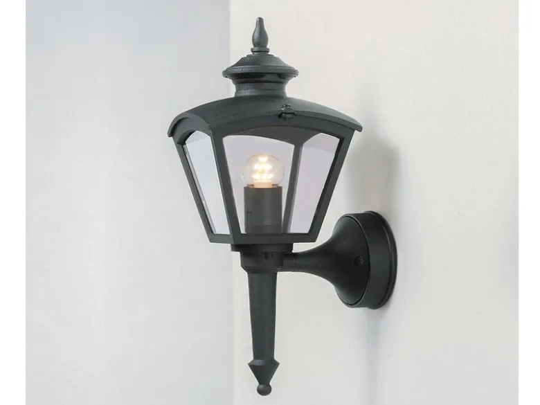 LED Außenwandleuchte Landhausstil, Aluminium Schwarz, Höhe 43cm
