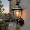 LED Außenwandleuchte Landhausstil Laterne stehend, Schwarz-Silber, Höhe 48cm