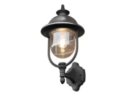 LED Außenwandleuchte Landhausstil Laterne stehend, Schwarz-Silber, Höhe 48cm