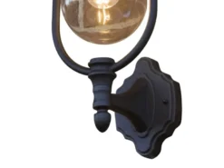 LED Außenwandleuchte Landhausstil Laterne stehend, Schwarz-Silber, Höhe 48cm