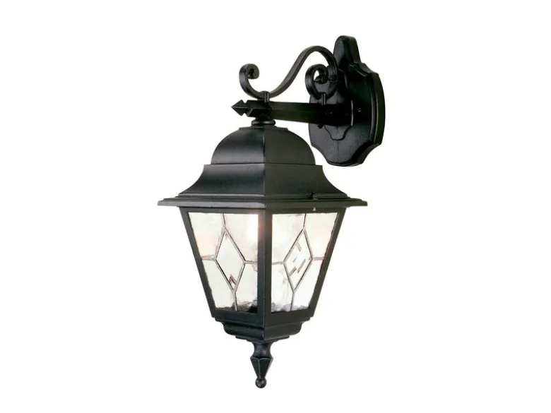 LED Außenwandleuchte Landhausstil Laterne hängend mit Bleiglas, Höhe 45cm