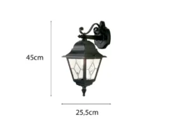 LED Außenwandleuchte Landhausstil Laterne hängend mit Bleiglas, Höhe 45cm