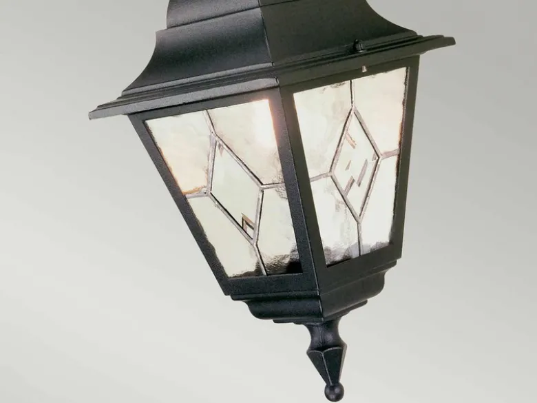 LED Außenwandleuchte Landhausstil Laterne hängend mit Bleiglas, Höhe 45cm