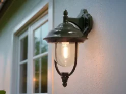 LED Außenwandleuchte Landhausstil Laterne hängend, Grün, Höhe 46cm