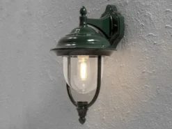 LED Außenwandleuchte Landhausstil Laterne hängend, Grün, Höhe 46cm