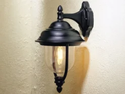LED Außenwandleuchte Landhausstil Laterne hängend, Schwarz, Höhe 46cm