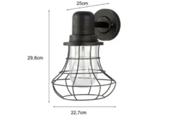 LED Außenwandleuchte Laterne mit Gitter Höhe 30cm, Braun-Gold