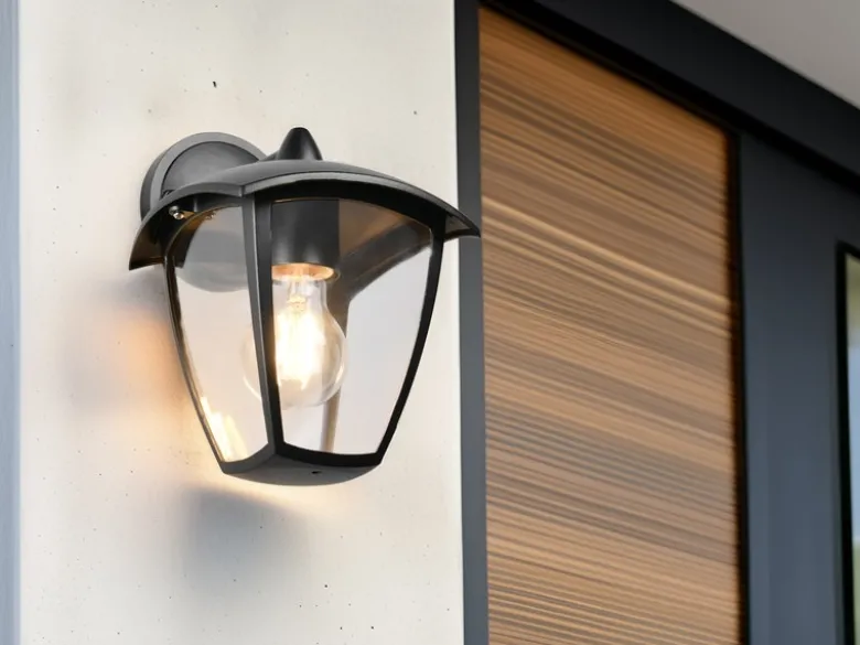LED Außenwandleuchte Laterne hängend Landhausstil Schwarz, Höhe 24cm
