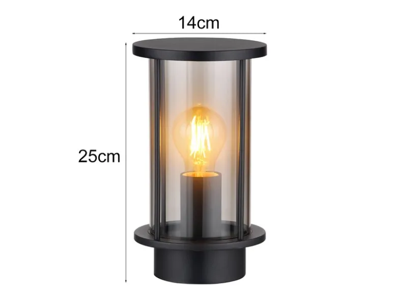 LED Außenwandleuchte Laterne aus Edelstahl mit Rauchglas, Höhe 25cm