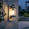 LED Außenwandleuchte Laterne im Landhausstil mit Holzoptik, Höhe 33cm