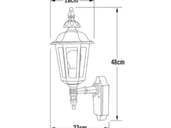LED Außenwandleuchte Laterne stehend, Alu Schwarz, Höhe 48cm