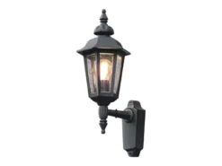 LED Außenwandleuchte Laterne stehend, Alu Schwarz, Höhe 48cm