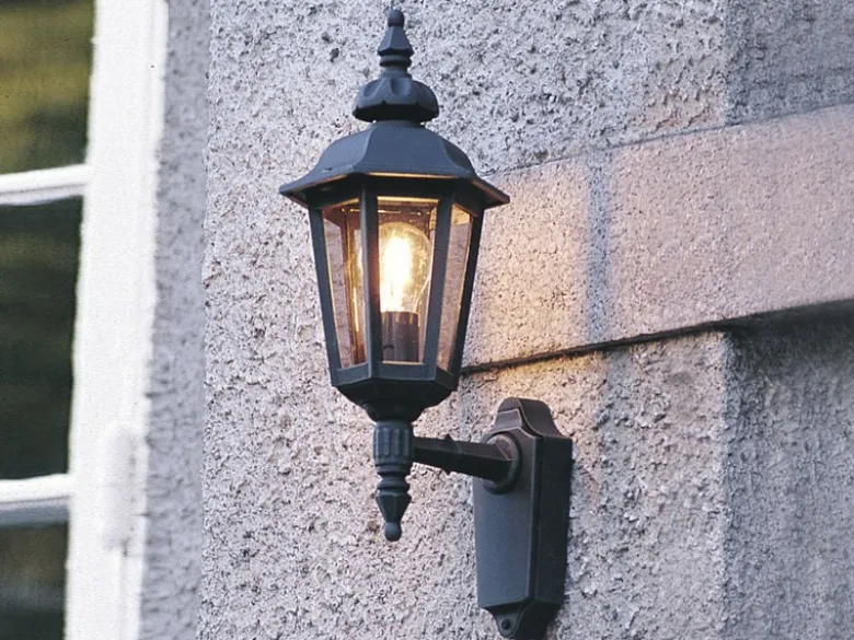 LED Außenwandleuchte Laterne stehend, Alu Schwarz, Höhe 48cm