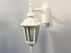 LED Außenwandleuchte Laterne hängend, Alu Weiß, Höhe 42cm