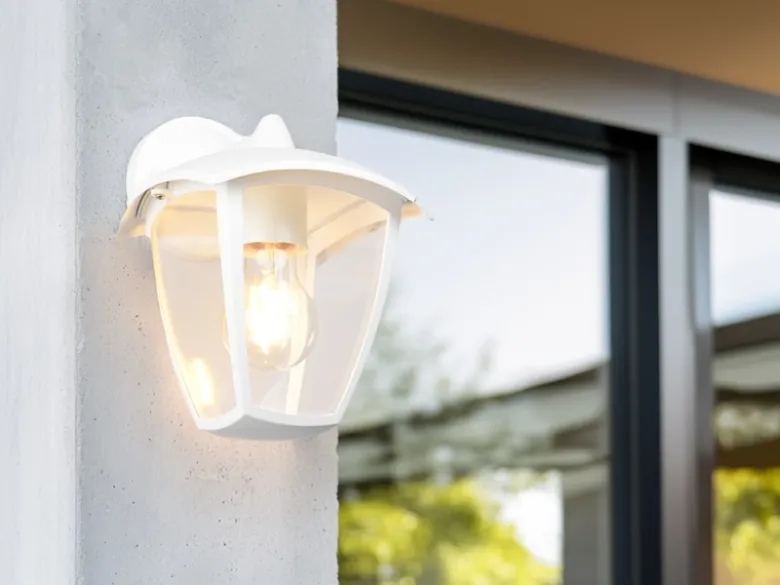 LED Außenwandleuchte Laterne hängend Landhausstil Weiß, Höhe 24cm