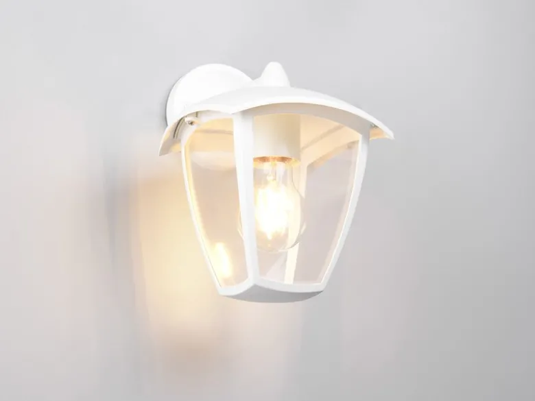 LED Außenwandleuchte Laterne hängend Landhausstil Weiß, Höhe 24cm