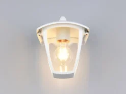 LED Außenwandleuchte Laterne hängend Landhausstil Weiß, Höhe 24cm