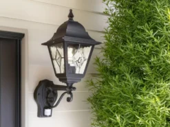 LED Außenwandleuchte Laterne stehend mit Bewegungsmelder, Höhe 47cm