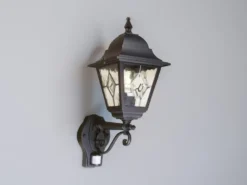 LED Außenwandleuchte Laterne stehend mit Bewegungsmelder, Höhe 47cm