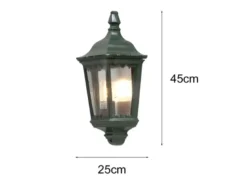 LED Außenwandleuchte Laternen Halbschale, E27, Aluminium Grün, Höhe 44,5cm