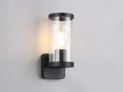 LED Außenwandleuchte, Laterne Aluminium Schwarz, Höhe 23cm