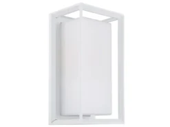 LED Außenwandleuchte Laterne aus Aluminium in Weiß, Höhe 25cm