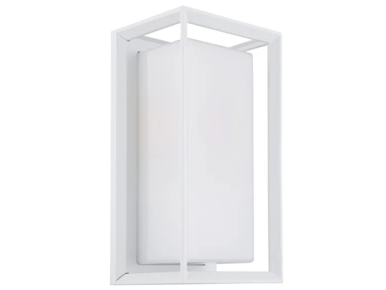 LED Außenwandleuchte Laterne aus Aluminium in Weiß, Höhe 25cm