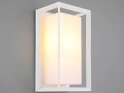 LED Außenwandleuchte Laterne aus Aluminium in Weiß, Höhe 25cm