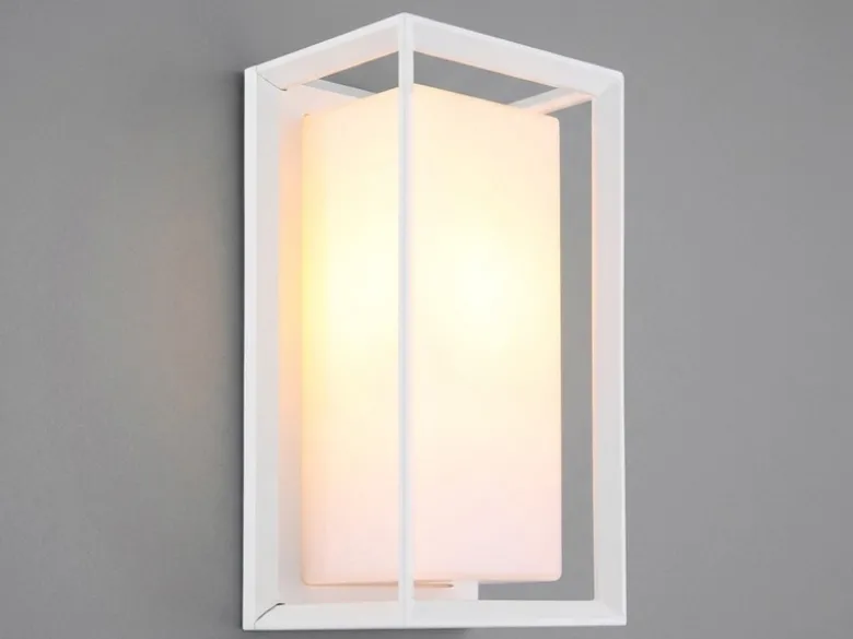 LED Außenwandleuchte Laterne aus Aluminium in Weiß, Höhe 25cm