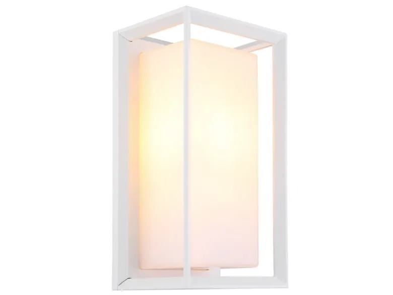 LED Außenwandleuchte Laterne aus Aluminium in Weiß, Höhe 25cm