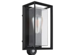 LED Außenwandleuchte Laterne mit Bewegungsmelder in Schwarz, Höhe 28cm