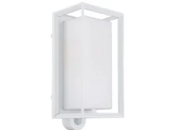 LED Außenwandleuchte Laterne mit Bewegungsmelder in Weiß, Höhe 28cm